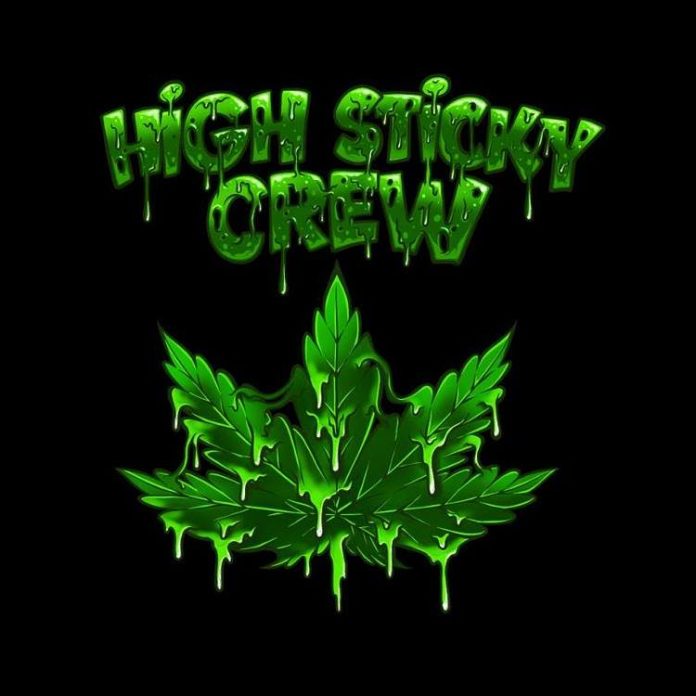 High Sticky Crew Logo Noir Feuille + Nom