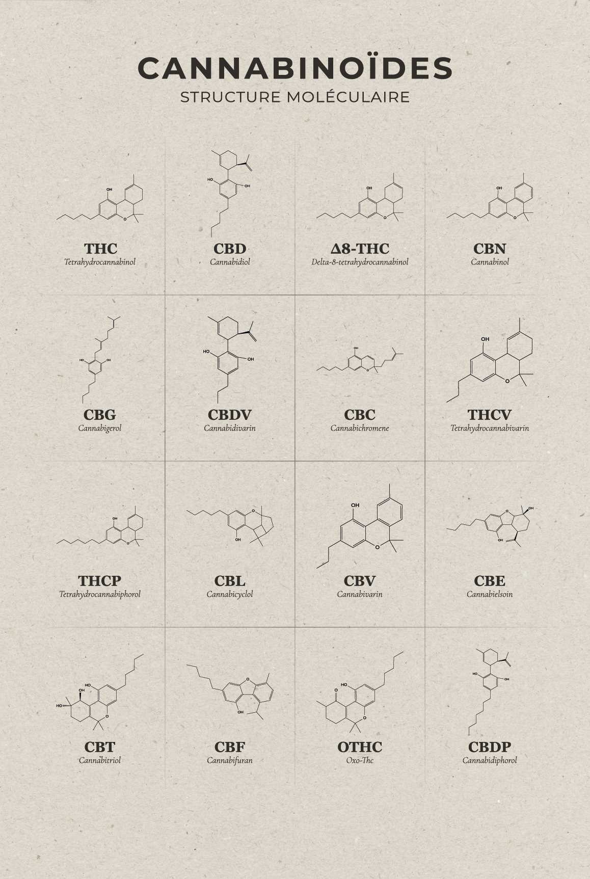 Planche cannabinoïdes : Tableau "Structure Moléculaire"